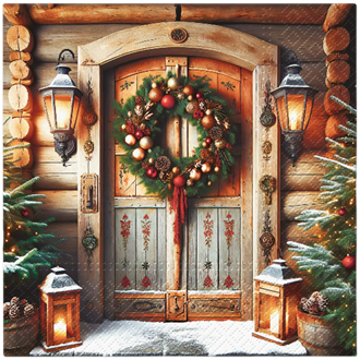 Doorway to Christmas luncheon napkins